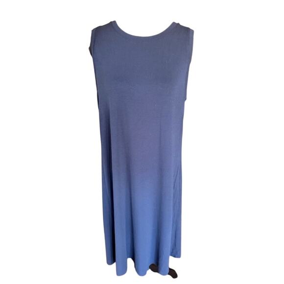 LOFT Navy Sleeveless Midi Dress Women’s Large Flowy Casual - Picture 2 of 5